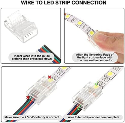 Flutesan 20 Pcs 5 Pin 10 mm LED Strip Connector RGB Lights