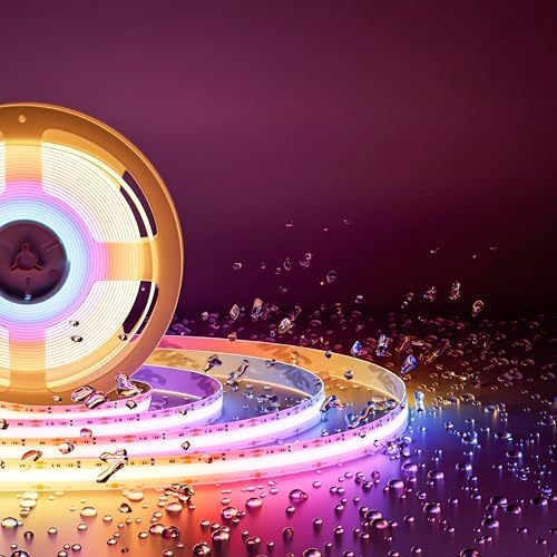 PAUTIX RGB Smart IC COB LED Strip Light IP65 Waterproof Addressable 24ft/7.5m,720LEDs/m UL-Listed 24V Chasing Color Strip Light Color Changing Flexible Tape Light(Without Controller&Adapter)