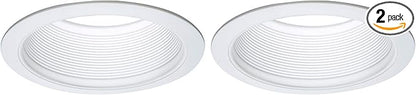 HALO E26 Series 6 in. White Recessed Ceiling Light Fixture Trim with Tapered Baffle and White Ring Overlay (Pack of 2)