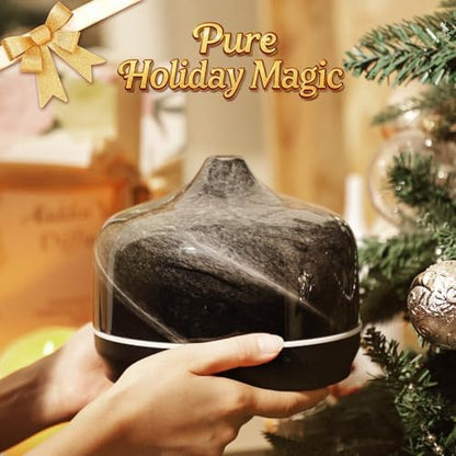 Porseme 500ml Glass Essential Oil Diffuser Aromatherapy Ultrasonic Cool Mist Humidifier 15-21 Running Hours Waterless Auto-Off Air Diffusers for Sleeping Yoga Working Spa(Obsidian)