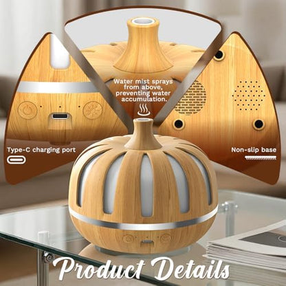 Pumpkin-Shaped Essential Oil Diffuser, with LED Night Light