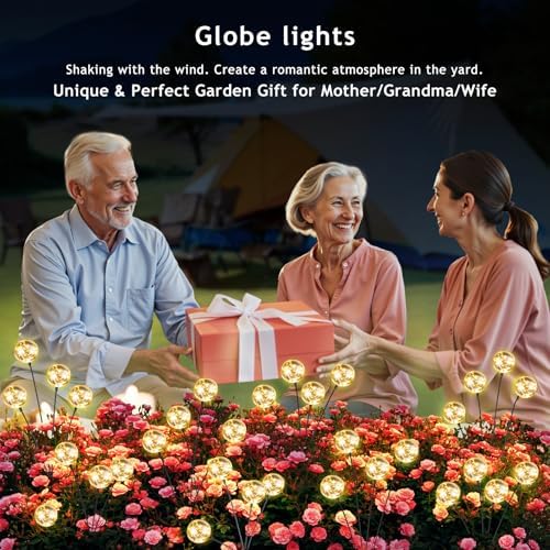 vignuto Solar Lights Outdoor Waterproof, 4 Packs, Solar Globe Lights, Garden Decor, Patio Decor, Unique Gifts for Women, Gifts for Grandma