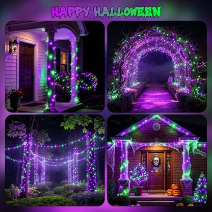 Connectable 88Ft 240LED Halloween Lights Outdoor Indoor, Purple & Green