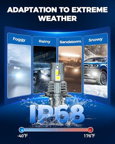Marsauto H4 Bulb, 50000LM Brightness Output 6000K Cool White,9003 H4 Fog Bulbs IP68 Waterproof 80000Hrs Lifespan, 3Mins Installation, 2 Pack
