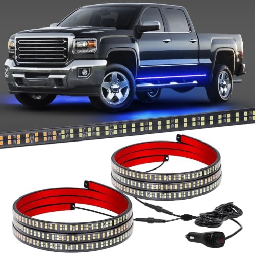 XRIDONSEN 2 Pack 70 inch Blue Emergency Lights 864 LED Running Board Lights