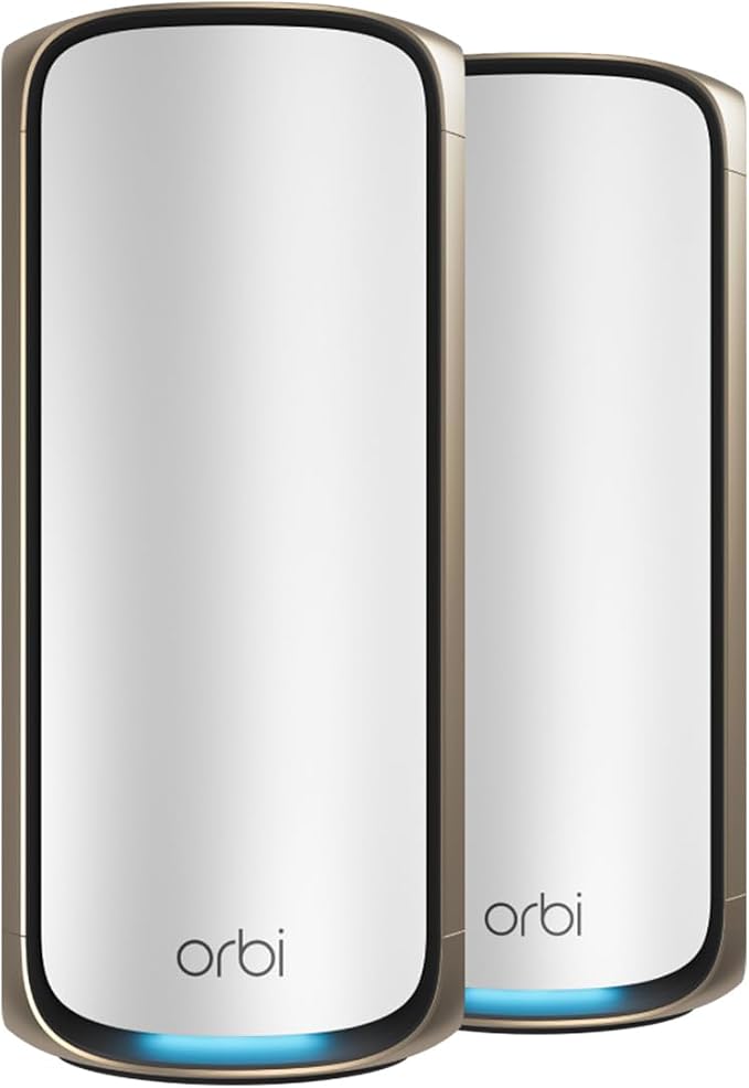 NETGEAR Orbi 970 Series (2026 Release) WiFi 7 Mesh System, 2 Pack | Router + 1 Satellite Extender, up to 6,600 sq ft, 27 Gbps, 200 Devices, Quad-Band, supports 10 Gig Internet plan, RBE972
