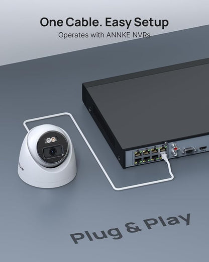 ANNKE C800 4Pcs Ultra HD 4K PoE Security Cameras with AI Human/Vehicle Detection, 8MP Turret IP Camera with Audio, Spotlight Color Night Vision, H.265+, IP67 Weatherproof, Support 512GB Micro SD