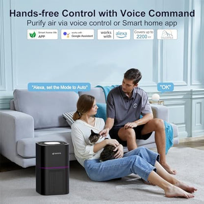DAYETTE Air Purifier for Home Bedroom Up to 2200 Ft², H14 True HEPA Filter