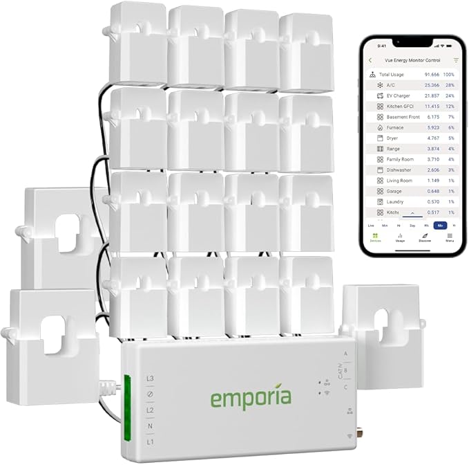 Emporia Vue 3 Commercial 3-Phase Smart Energy Monitor - Business and Home Automation Device with Real Time Electricity Usage Monitor, Power Consumption Meter, Solar and Net Metering