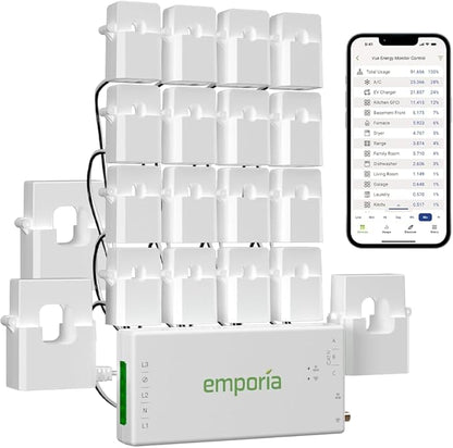 Emporia Vue 3 Commercial 3-Phase Smart Energy Monitor - Business and Home Automation Device with Real Time Electricity Usage Monitor, Power Consumption Meter, Solar and Net Metering