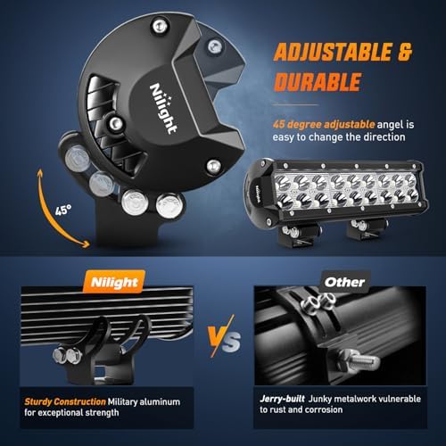 Nilight LED Light Bar 9Inch 54W 3600LM Spot Off Road Driving Lamp