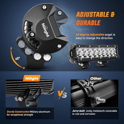 Nilight LED Light Bar 9Inch 54W 3600LM Spot Off Road Driving Lamp