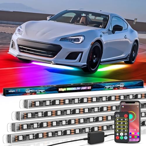 Nilight 4PCS Aluminum Dream Color LED Underglow Strip Lights APP & Remote