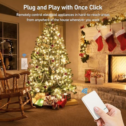 Thinkbee Remote Control Outlet Plug, 600ft RF Range Wireless Switch Kit