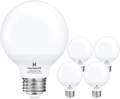 G25 LED Bathroom Light Bulbs, E26 Base 4000K Natural Daylight Vanity Mirror Light Globe Bulbs Uniform Lighting, High CRI Makeup Mirror Light Bulbs Not-Dimmable 4 Pack