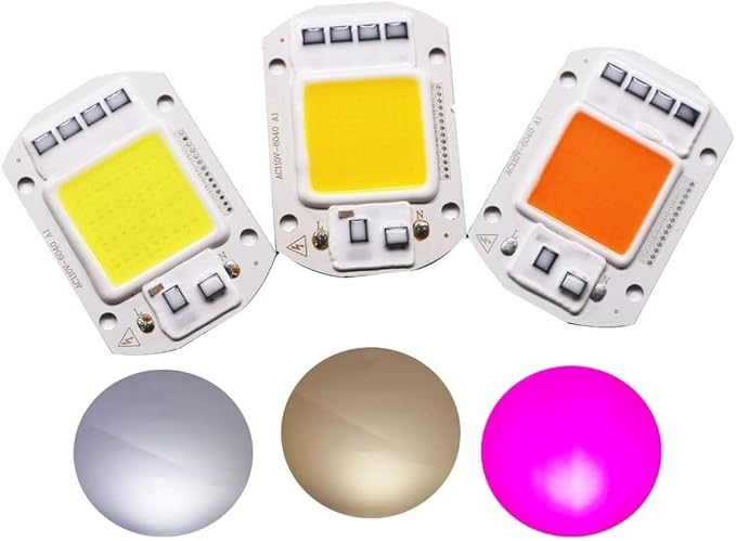 Jiaxu Lighting, Pack of 6, LED COB Bulb Chip AC110V 20W/30W/50W Smart IC Full Spectrum LED Chip DIY LED Flood Light Household Bulbs(Full Spectrum,50W)
