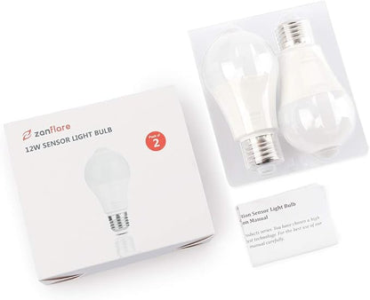 Motion Sensor Outdoor Light Bulb, 12W(100W Equivalent), Dusk to Dawn Light Bulbs Auto On/Off Motion Detector Lights for Outside, Porch, Garage, Driveway, Patio, Motion Sensor Outdoor Lights