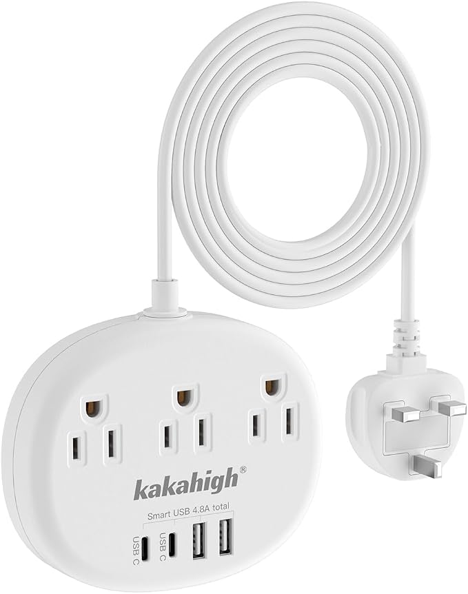 UK Adapters for Travel(13A), 3FT UK Power Strip