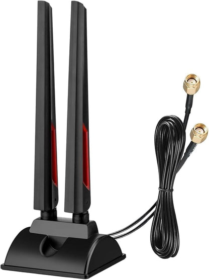 WiFi 6E Tri-Band Antenna 6GHz 5GHz 2.4GHz Gaming WiFi Antenna Magnetic Base with 6.5ft Extension Cable for PC Desktop Computer PCIe WiFi 6E Card Wireless Network Router Security Cameras
