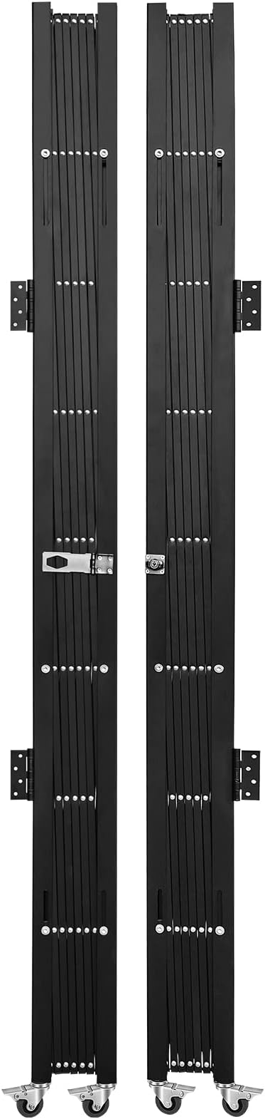 VEVOR Double Folding Security Gate, 87" H x 150" W Folding Door Gate, Steel Accordion Security Gate, Flexible Expanding Security Gate, 360° Rolling Barricade Gate, Scissor Gate or Door with Keys