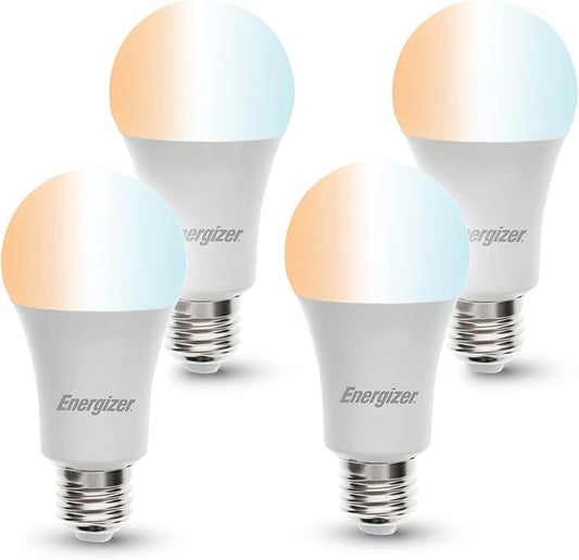 XTREME Energizer Connect Smart A19 LED Multi White Light Bulb with Voice Control and Remote Access Through Your Smartphone | Compatible with Alexa and Google Assistant, 4 Pack