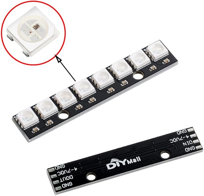 8 Bits WS2812 RGB LED Stick 8 X WS2812B 5050 Full Color RGB LED Module Built-in Drivers for Arduino Raspberry Pi ESP32 Shopping Mall Home Decoration Lighting Pack of 5pcs