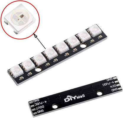 8 Bits WS2812 RGB LED Stick 8 X WS2812B 5050 Full Color RGB LED Module Built-in Drivers for Arduino Raspberry Pi ESP32 Shopping Mall Home Decoration Lighting Pack of 5pcs