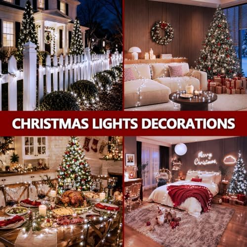 Connectable 99Ft 300LED Christmas String Lights Outdoor Indoor, Cool White