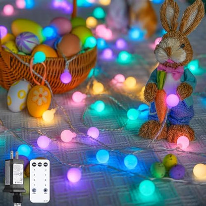 JMEXSUSS 33 ft 100 LED Connectable Globe Easter Lights String Indoor