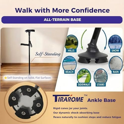 Walking Cane for Men & Women, Smart Cane with Alarm & Light
