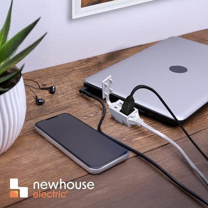 Newhouse Electric 12-Foot 2-Prong Indoor Outlet Extension Cord with Tamper Guard 2 Pack CTCORD3FT-WH, Slim Indoor Extension Cords and Cube Taps for Home and Apartments Essentials