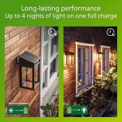 PHILIPS Solar LED Geri UltraEfficient Outdoor Wall Light, 1-Pack, Black
