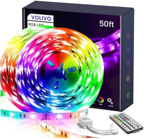 VOLIVO 50FT LED Strip Lights for Bedroom RGB Color Changing