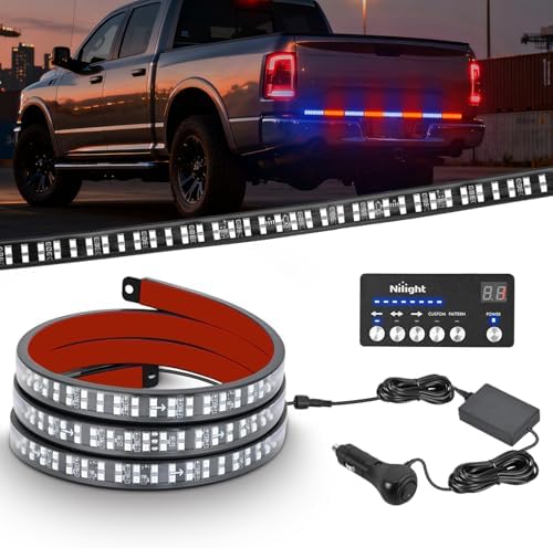 Nilight 49 Inch Emergency Strobe Light Strips with Controller Red Blue