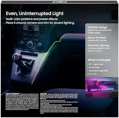 Feit Electric LED Light Strip Color Changing Strip Lights - Dimmable RGB USB with Remote - 5 ft