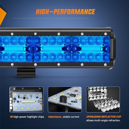 Nilight 12 Inch LED Light Bar Blue Triple Row 240W Spot Flood Combo 30000LM Driving Boat Off Road Fishing Hunting Emergency Safety Lighting for UTV Pick-up Van Tractor
