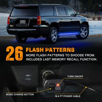 XRIDONSEN 2 Pack 70 inch Blue Emergency Lights 864 LED Running Board Lights