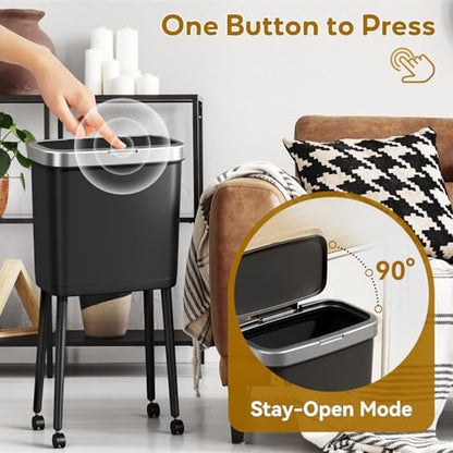 Procade Kitchen Garbage Can with Legs and Wheels,Narrow Rolling Trash Can