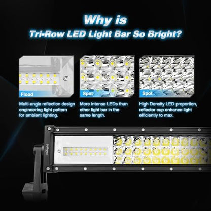 Nilight - 18101C-A LED Light Bar 22Inch 270W White & Amber Triple Row 13500LM Flood Spot Combo Led Bar Off Road Lights for Trucks with Wiring Harness Kit,2 Years Warranty