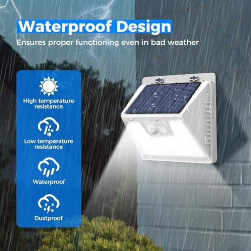 Solar Lights Outdoor Waterproof, 10 Pack 140LED Ultra-Bright Motion Sensor Light, 3 Modes Solar Powered Fence Lights, Solar Security Wall Lights for Garden Yard Outside(Cool White)