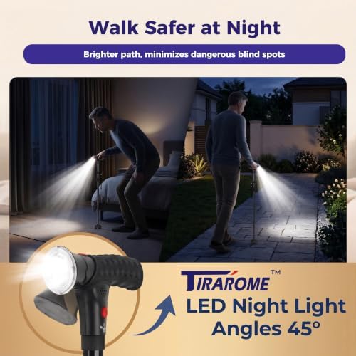 Walking Cane for Men & Women, Smart Cane with Alarm & Light