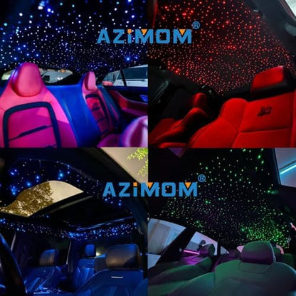 AZIMOM 16W Twinkle & Sound Activate 450pcs*0.03in*9.8ft Fiber Optic Starlight Headliner Kits for Car Home Star Ceiling Sky Decoration, APP& Remote Control Light Engine End Glow Fiber Strands