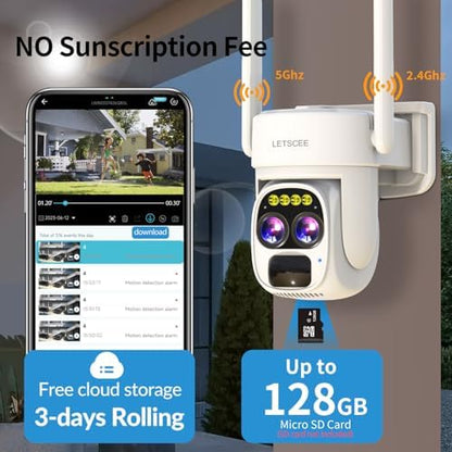 Cameras for Home Security Wireless Outdoor Solar,Alexa Security Camera Outside,360 PTZ Outside WiFi Camera Dual Lens 10x Zoom,Night Vision,2K,Water Proof