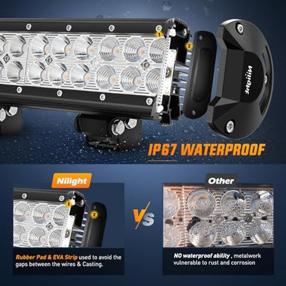 Nilight LED Light Bar 20 Inch 126W Spot Flood Combo Amber Beam