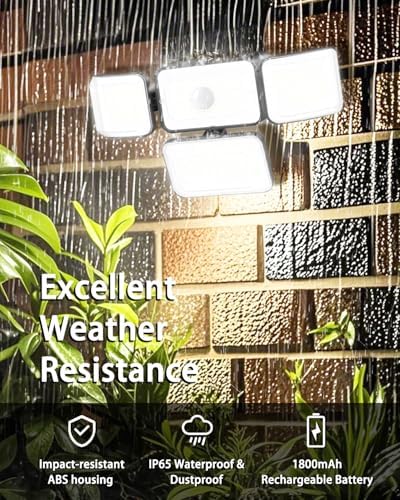 CLAONER Solar Outdoor Lights Motion Sensor 3500LM 288 LED Security Light with Remote Control IP67 Waterproof 4 Heads Flood Lights (6 Pack)