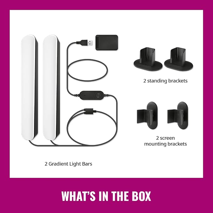 WiZ Connected Gradient Light Bars, RGBIC, Display Multiple Colors, 150 Lumens, Versatile Placement, Easy Setup, LED, Connect to Wi-Fi, Control with App/Voice