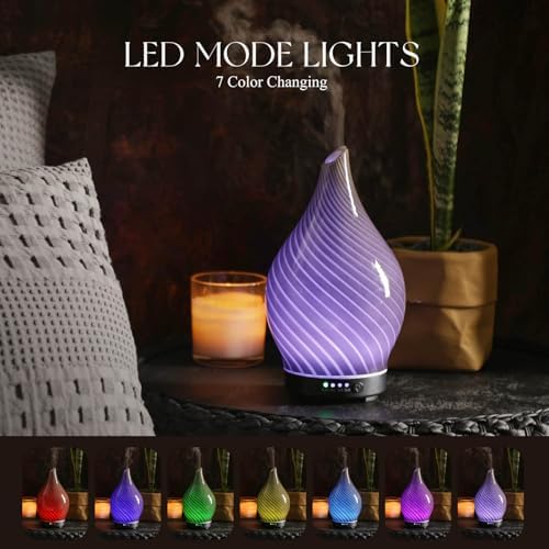 Porseme Essential Oil Diffuser 150ml Handmade Glass Diffuser 6H Runtime