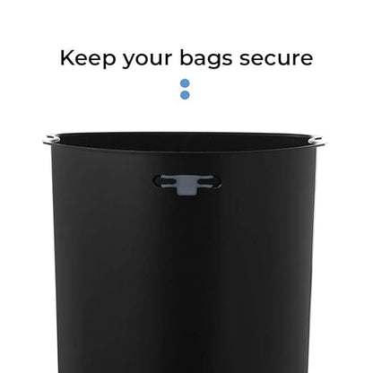 Home Zone Living 12 Gallon Semi-Round Kitchen Trash Can with Soft Close Lid, Step Pedal, Bag Tuck Band, and Removable Liner, Black
