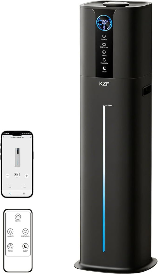 KZF 9L Smart Humidifiers for Bedroom Large Room, 2.3Gal Cool Mist Top Fill Diffuser, App & Remote Control, 3 Mist Modes, Quiet Humidifier for Home Office Plant