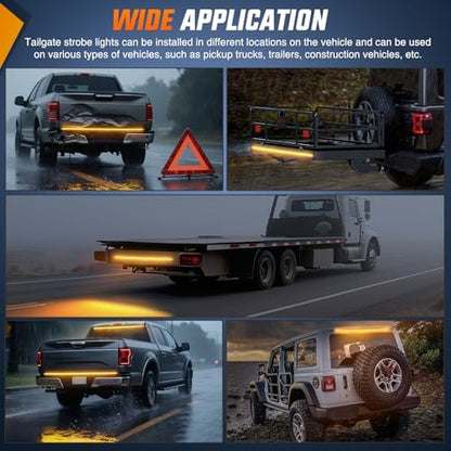 Nilight 60 Inch 360 LED Tailgate Strobe Light Strip Amber